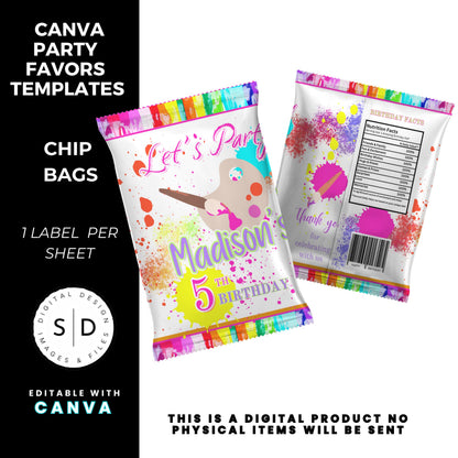Let's Paint Birthday Party Favor Templates
