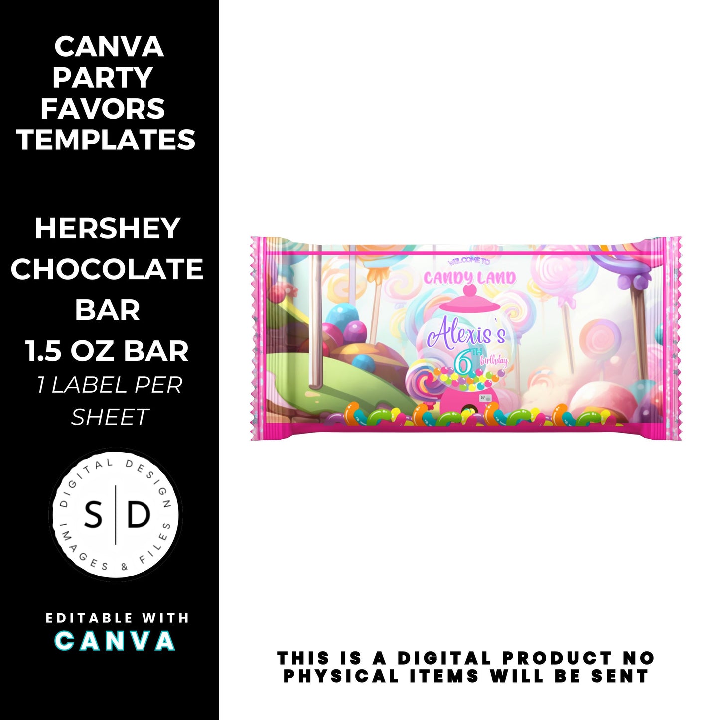 Candy Land Sweets Birthday Party Favor Templates