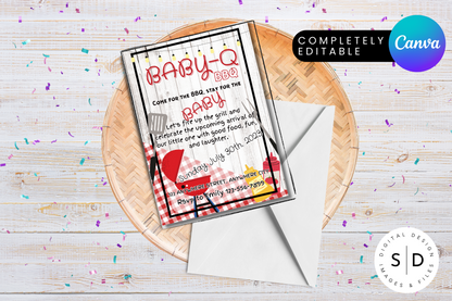 Baby Q BBQ Baby Shower invitation