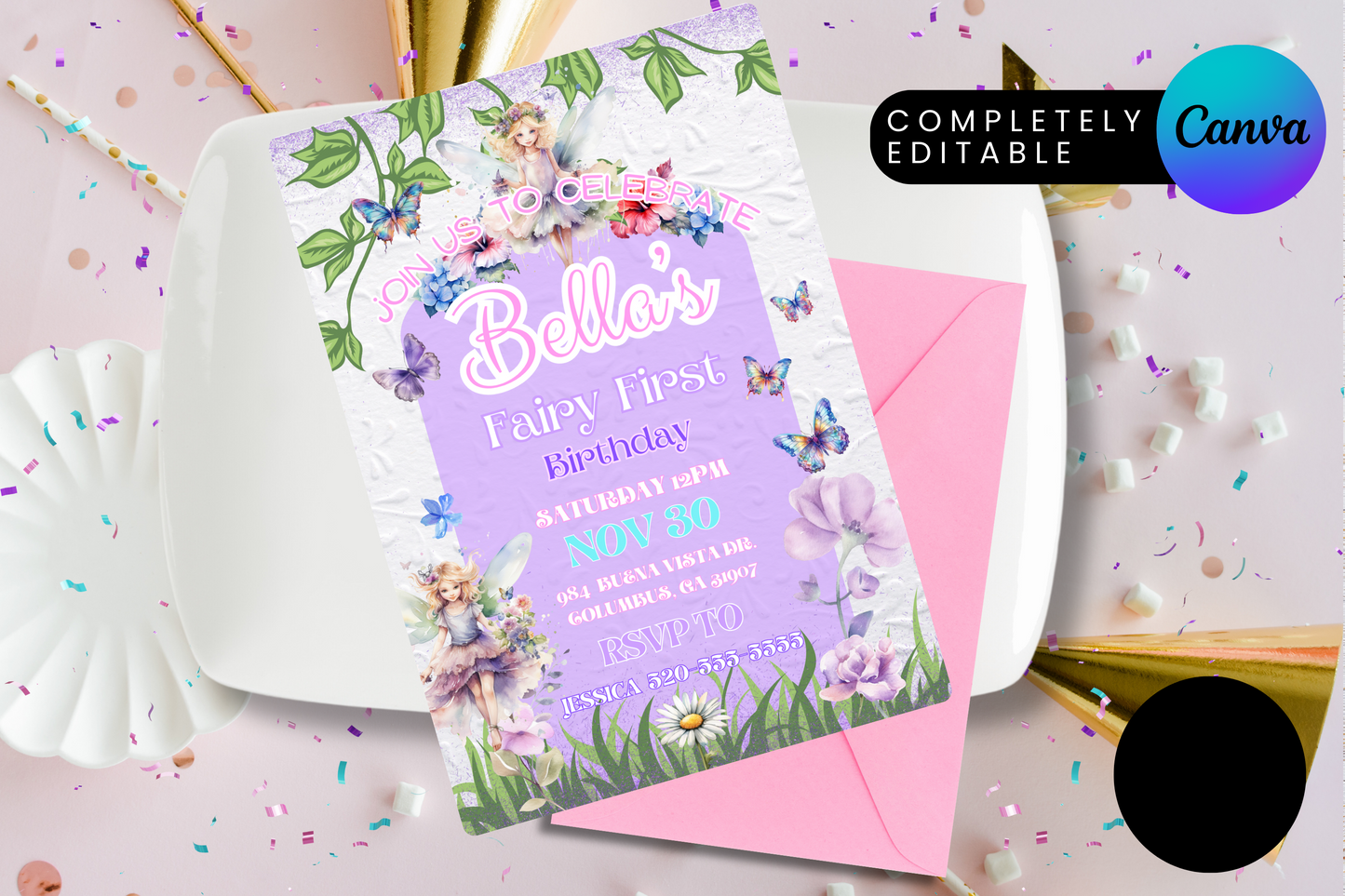 Fairy First Birthday Invitation