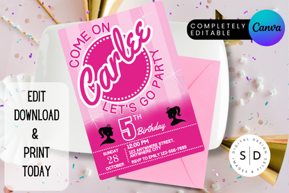 Come on Barbie Party Invitation