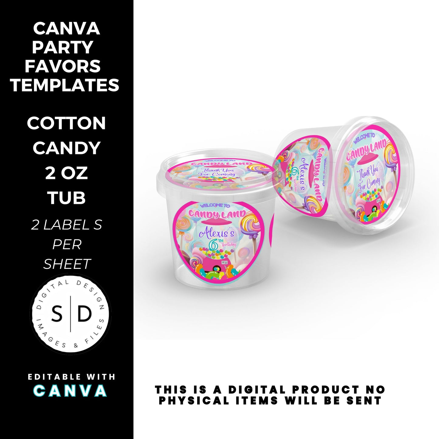 Candy Land Sweets Birthday Party Favor Templates