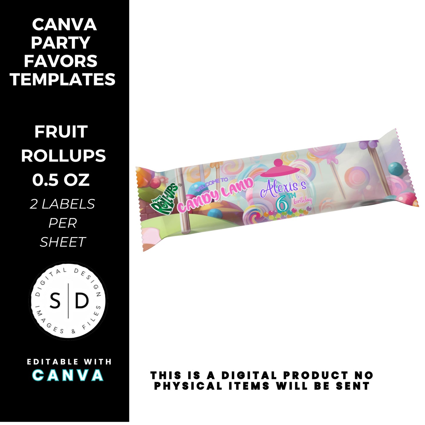 Candy Land Sweets Birthday Party Favor Templates
