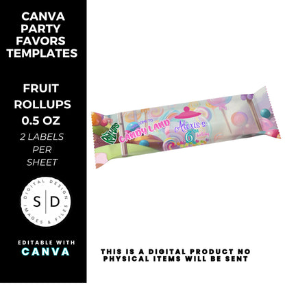 Candy Land Sweets Birthday Party Favor Templates