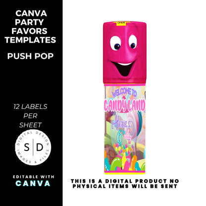 Candy Land Sweets Birthday Party Favor Templates