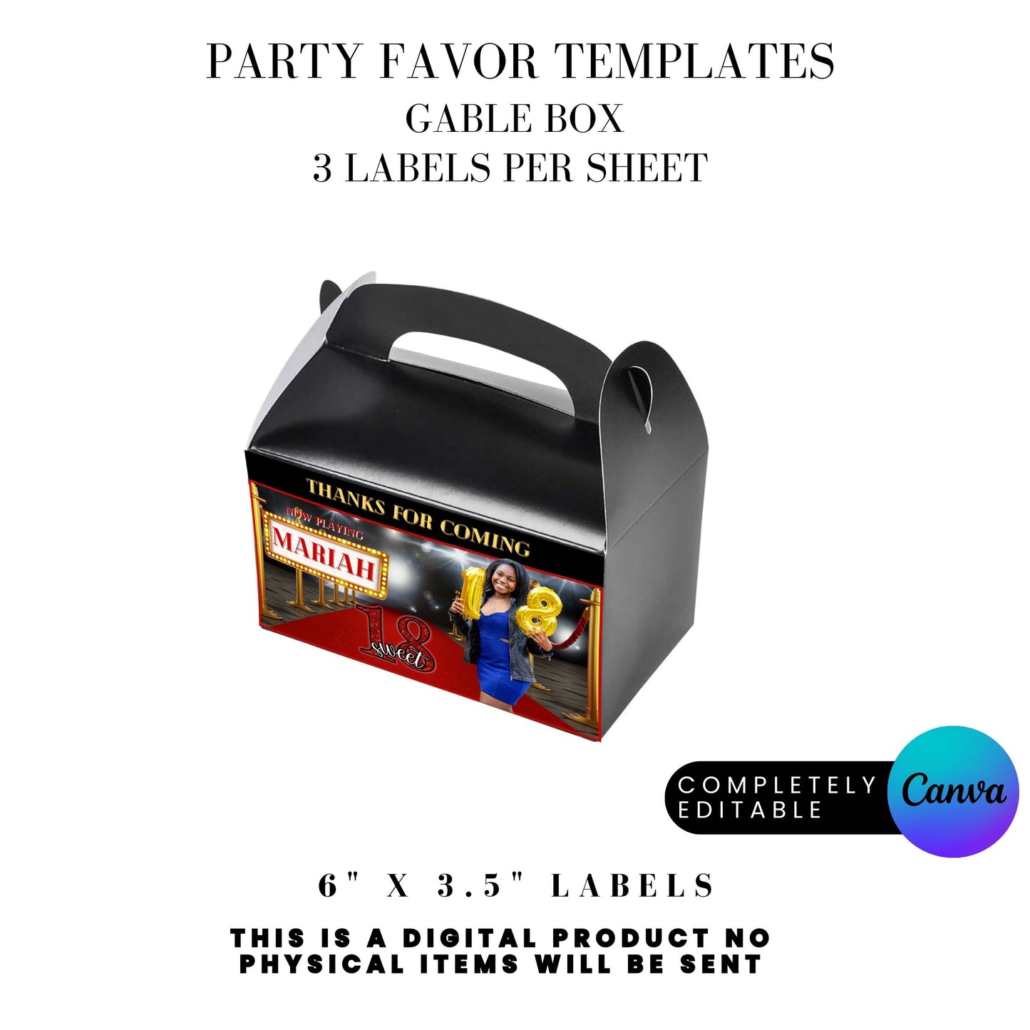 Hollywood Red Carpet Birthday Party Favors Templates Bundle