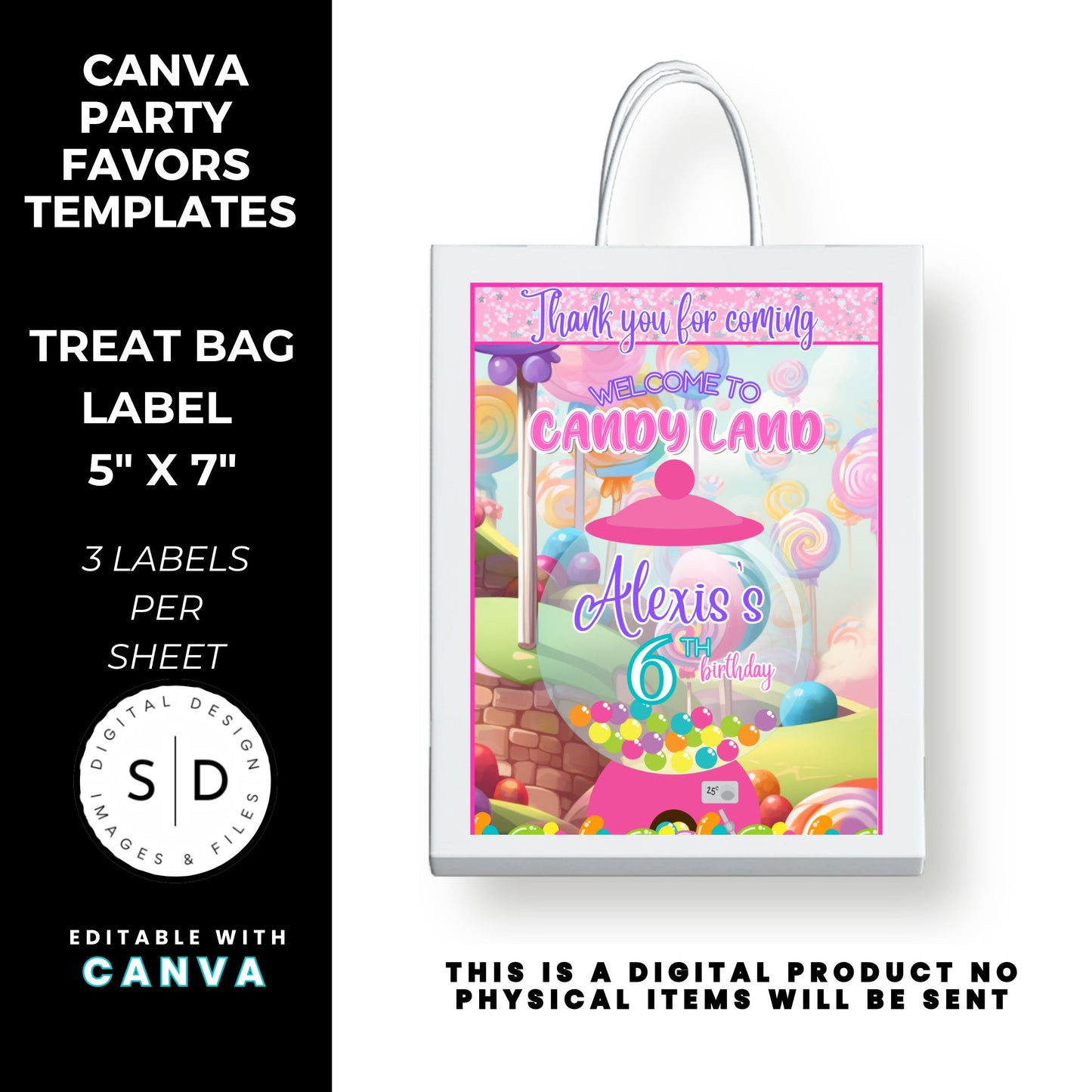 Candy Land Sweets Birthday Party Favor Templates