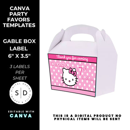 Kitty Birthday Party Favor Templates Bundle