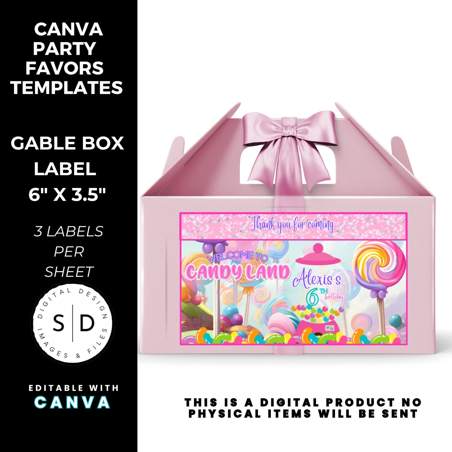 Candy Land Sweets Birthday Party Favor Templates