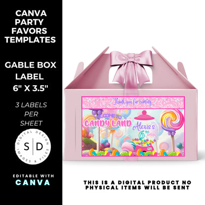 Candy Land Sweets Birthday Party Favor Templates