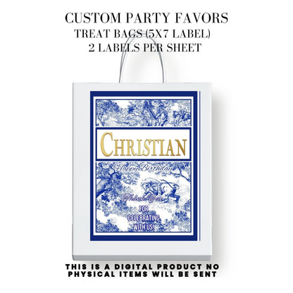 Classic Toile De Juoy Blue Party Printable Favor Designs DFY