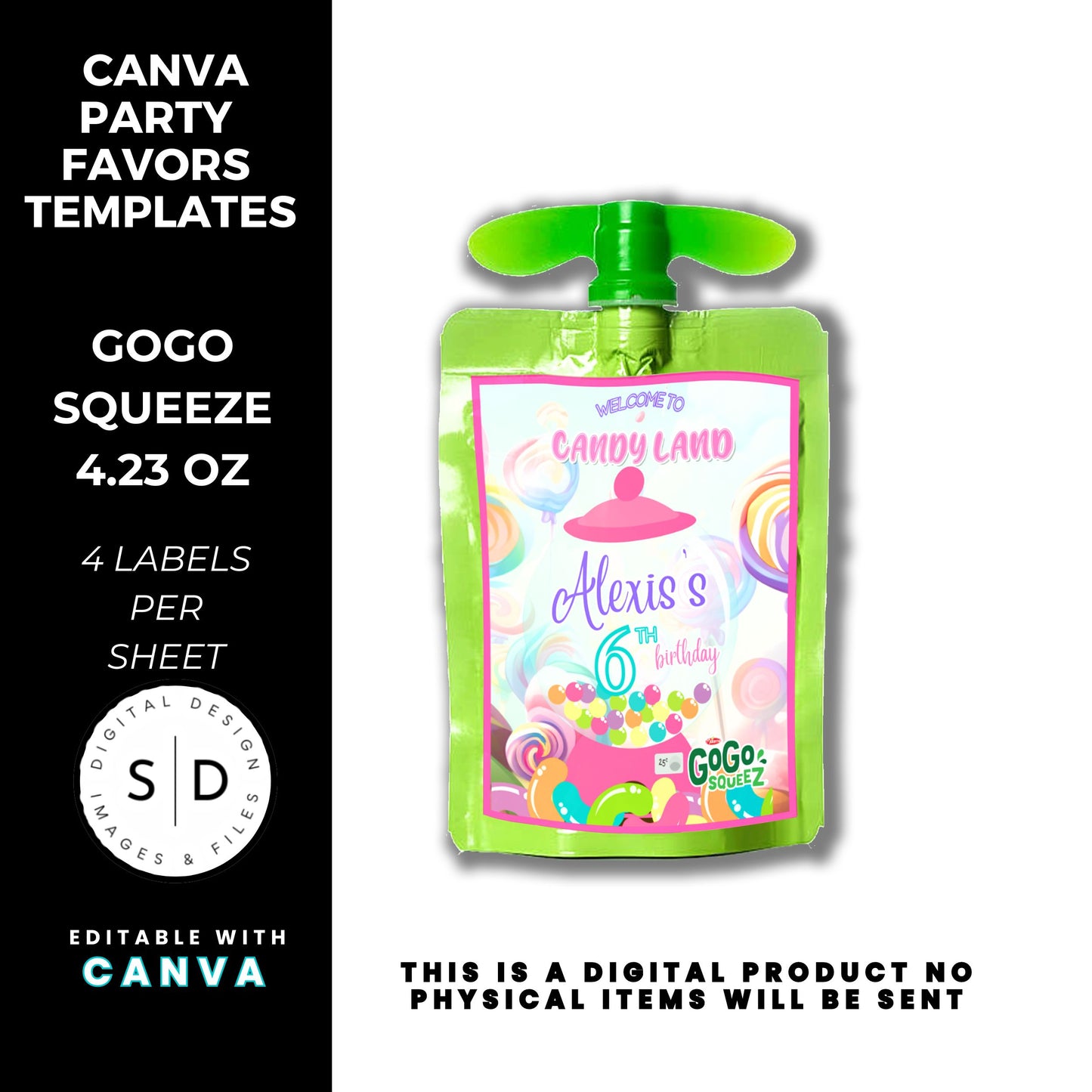 Candy Land Sweets Birthday Party Favor Templates