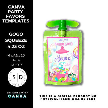Candy Land Sweets Birthday Party Favor Templates