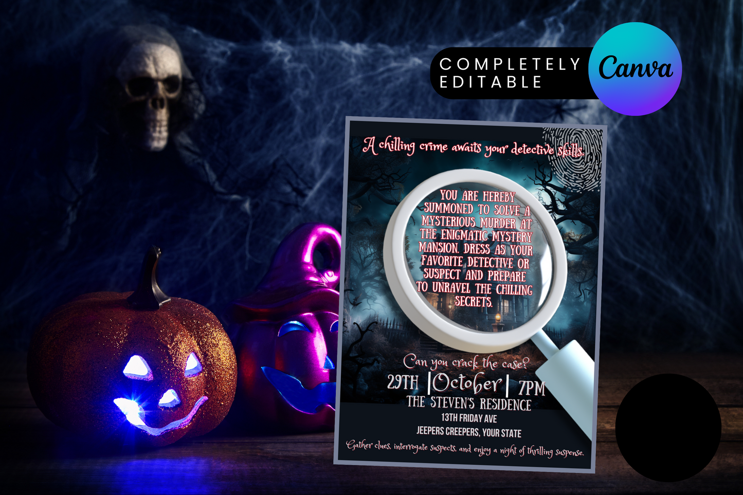 Crack The Case Mystery Halloween Party Invitation