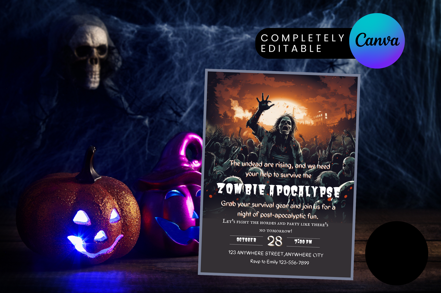 Zombie Apocalypse Halloween Party Invitation