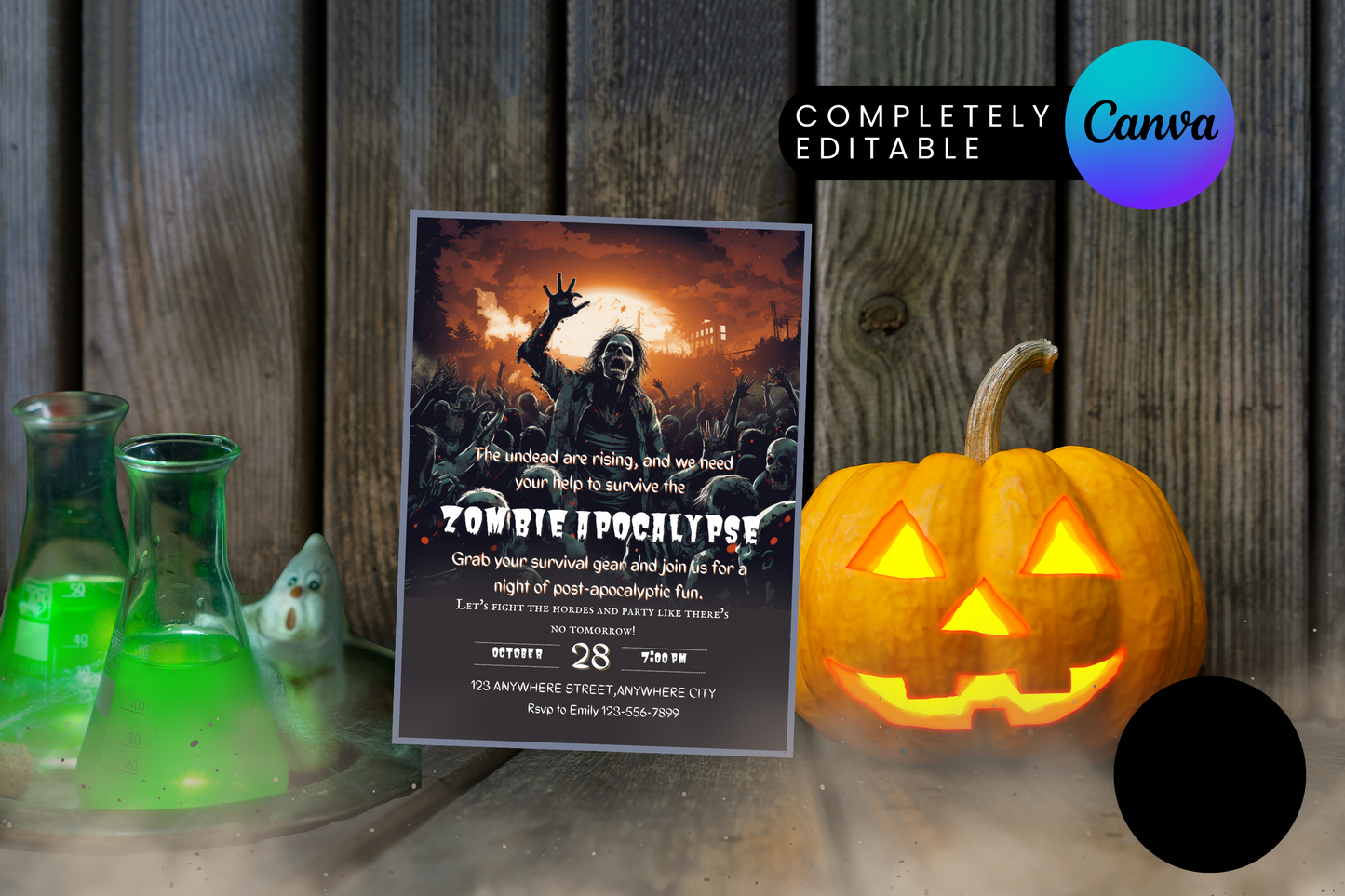 Zombie Apocalypse Halloween Party Invitation