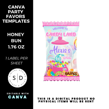 Candy Land Sweets Birthday Party Favor Templates