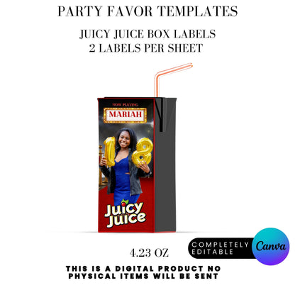 Hollywood Red Carpet Birthday Party Favors Templates Bundle