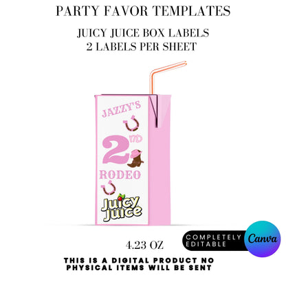 Pink Rodeo Birthday Party Favor Templates Bundle