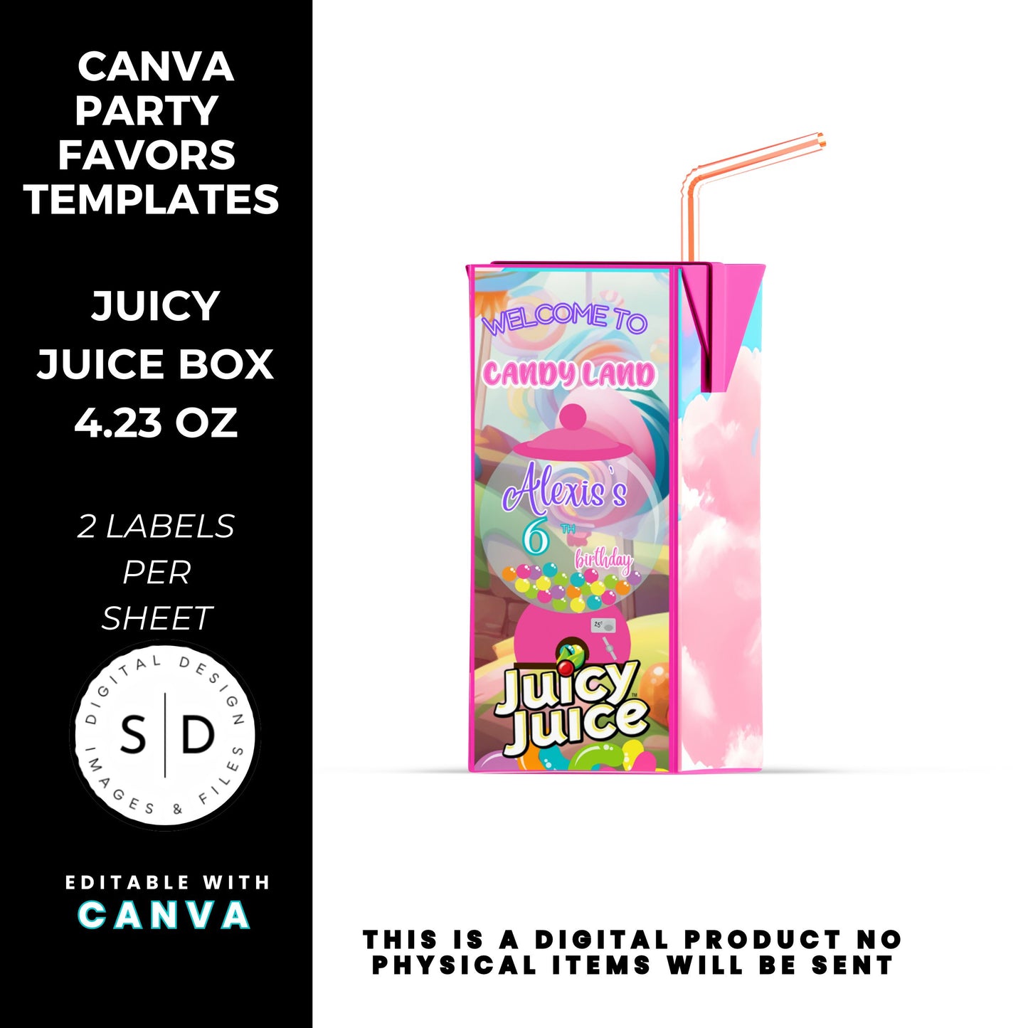 Candy Land Sweets Birthday Party Favor Templates
