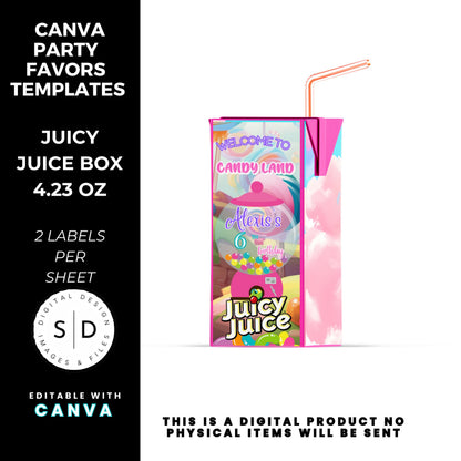 Candy Land Sweets Birthday Party Favor Templates