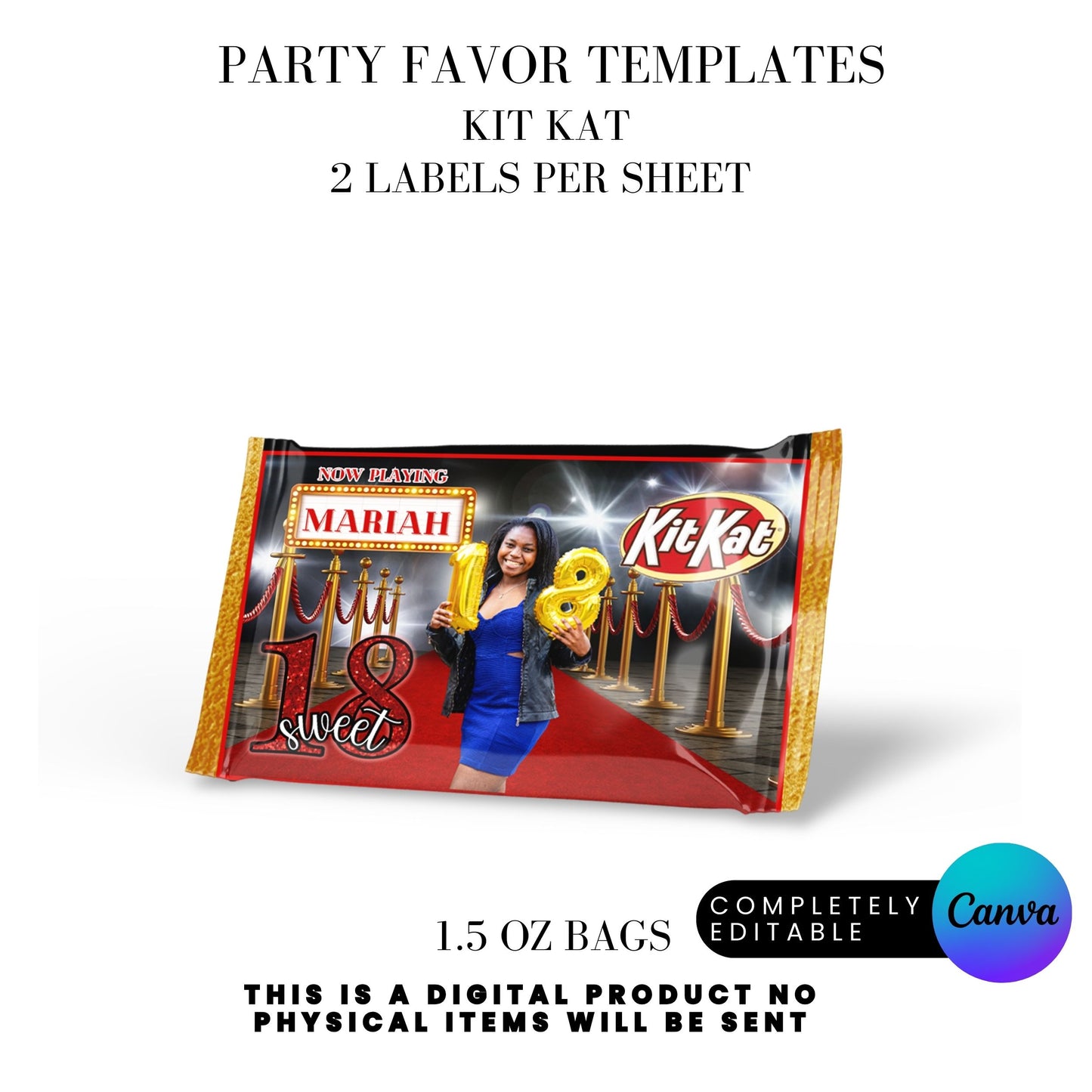 Hollywood Red Carpet Birthday Party Favors Templates Bundle