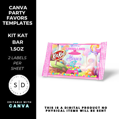 Candy Land Sweets Birthday Party Favor Templates