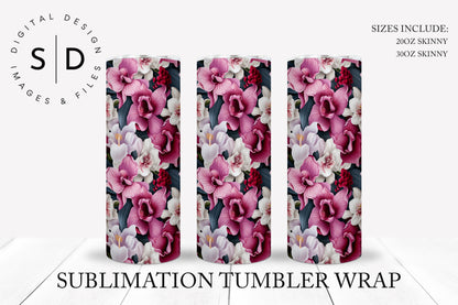 3d Floral Bundle 24 Seamless Tumbler Wrap Designs