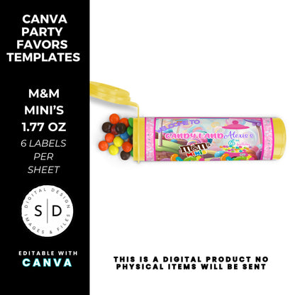 Candy Land Sweets Birthday Party Favor Templates