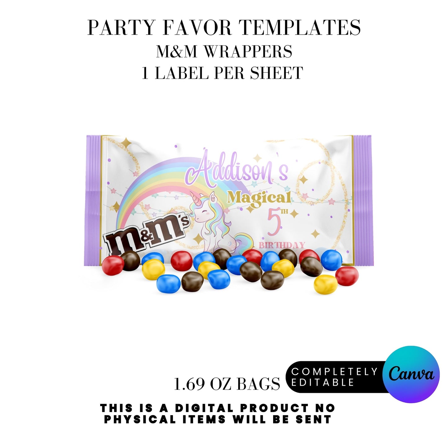 Magical Unicorn Birthday Party Favor Templates