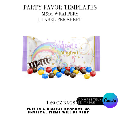 Magical Unicorn Birthday Party Favor Templates