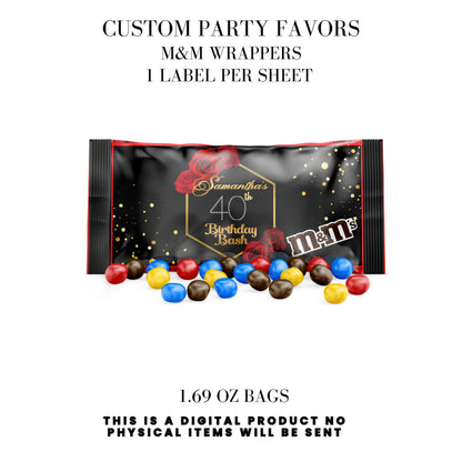 Red Roses & Black Lace Party Favors DFY