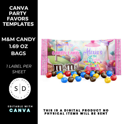 Candy Land Sweets Birthday Party Favor Templates