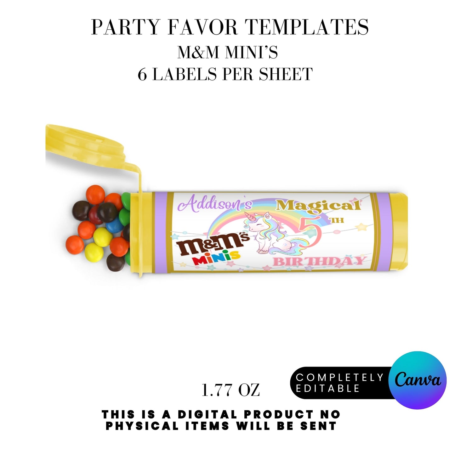 Magical Unicorn Birthday Party Favor Templates