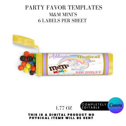Magical Unicorn Birthday Party Favor Templates