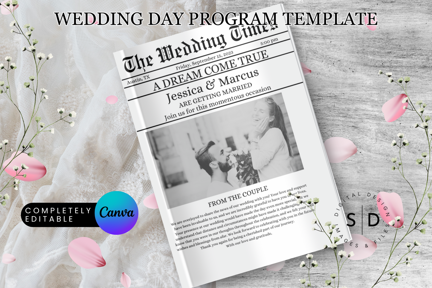 The Wedding Times Folded Program Template