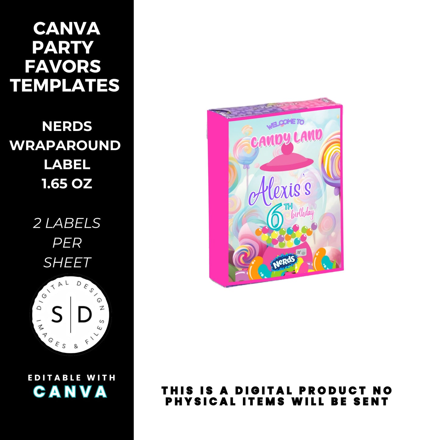 Candy Land Sweets Birthday Party Favor Templates