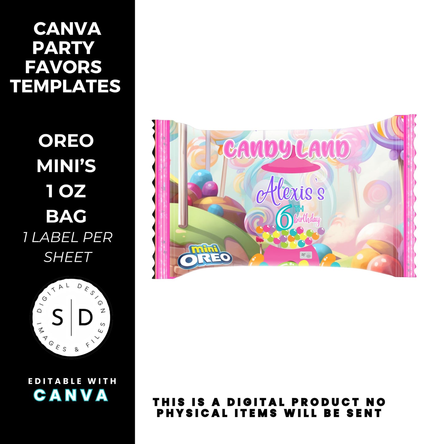 Candy Land Sweets Birthday Party Favor Templates