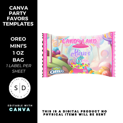 Candy Land Sweets Birthday Party Favor Templates