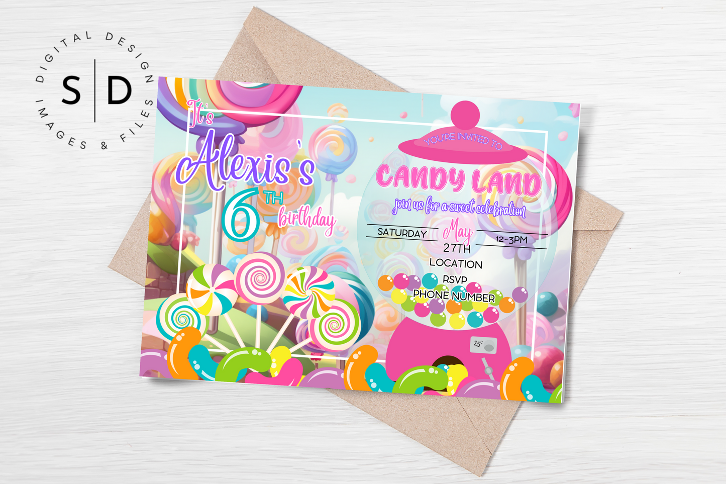 Sweet Candy Land Party Invitation