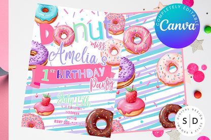 Donut Miss The Birthday  Party Invitation Template