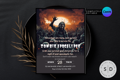 Zombie Apocalypse Halloween Party Invitation