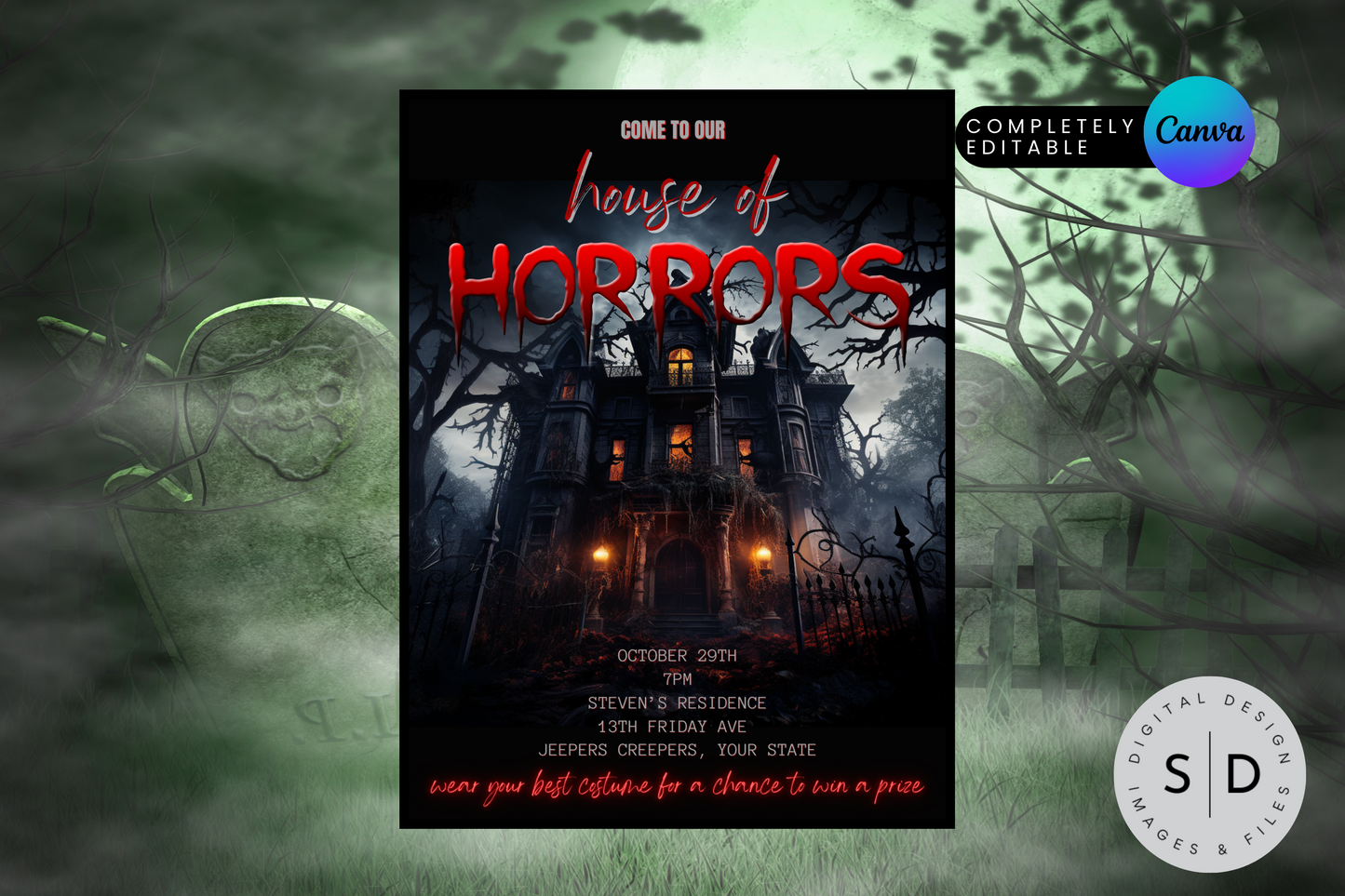 House of Horrors Halloween Party Invitation