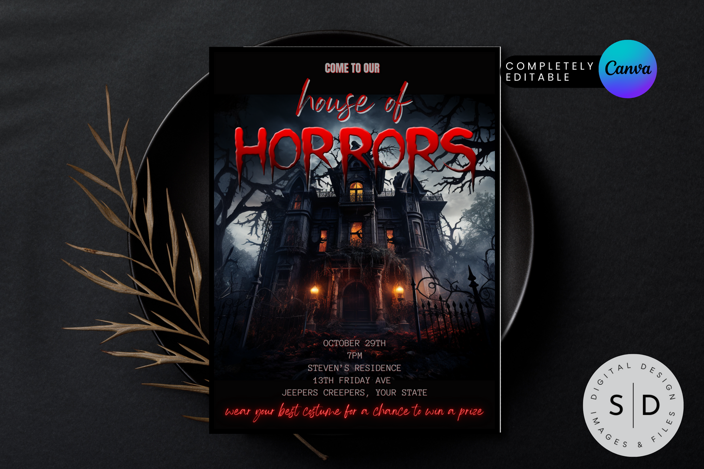 House of Horrors Halloween Party Invitation