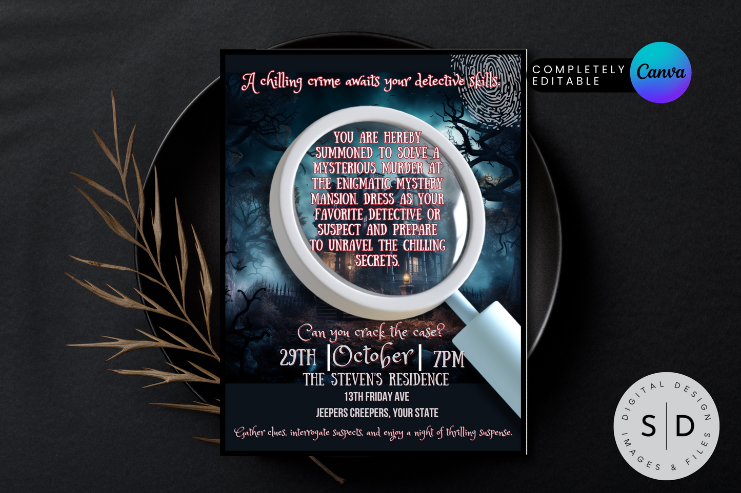 Crack The Case Mystery Halloween Party Invitation