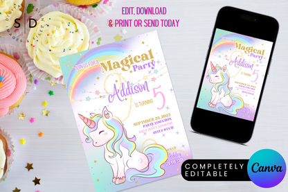 Magical Unicorn Birthday Party Invitation