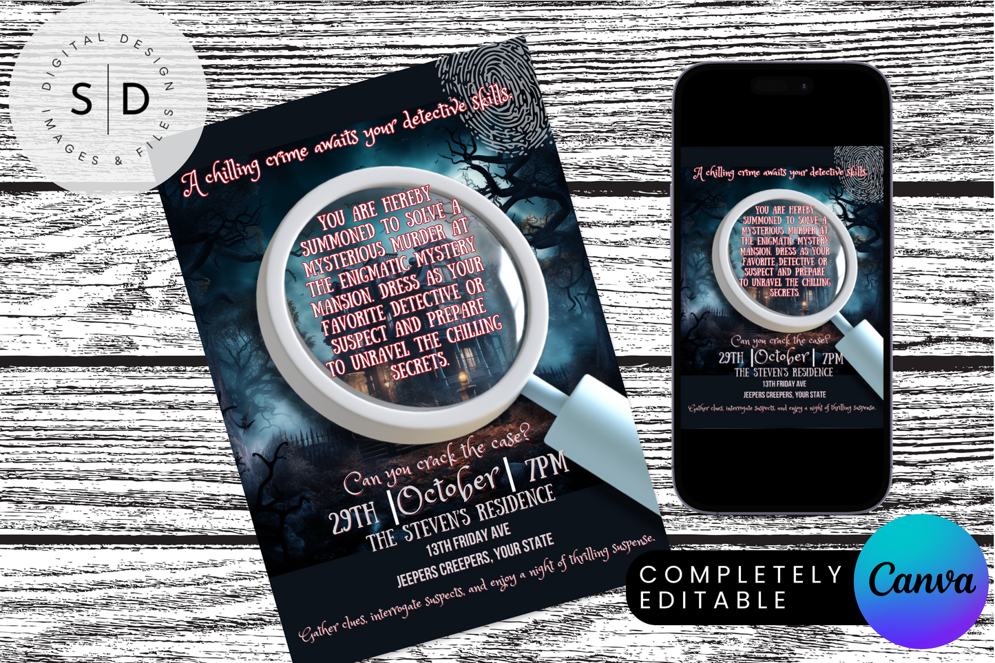 Crack The Case Mystery Halloween Party Invitation