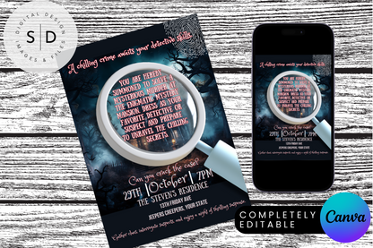 Crack The Case Mystery Halloween Party Invitation