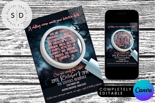 Crack The Case Mystery Halloween Party Invitation