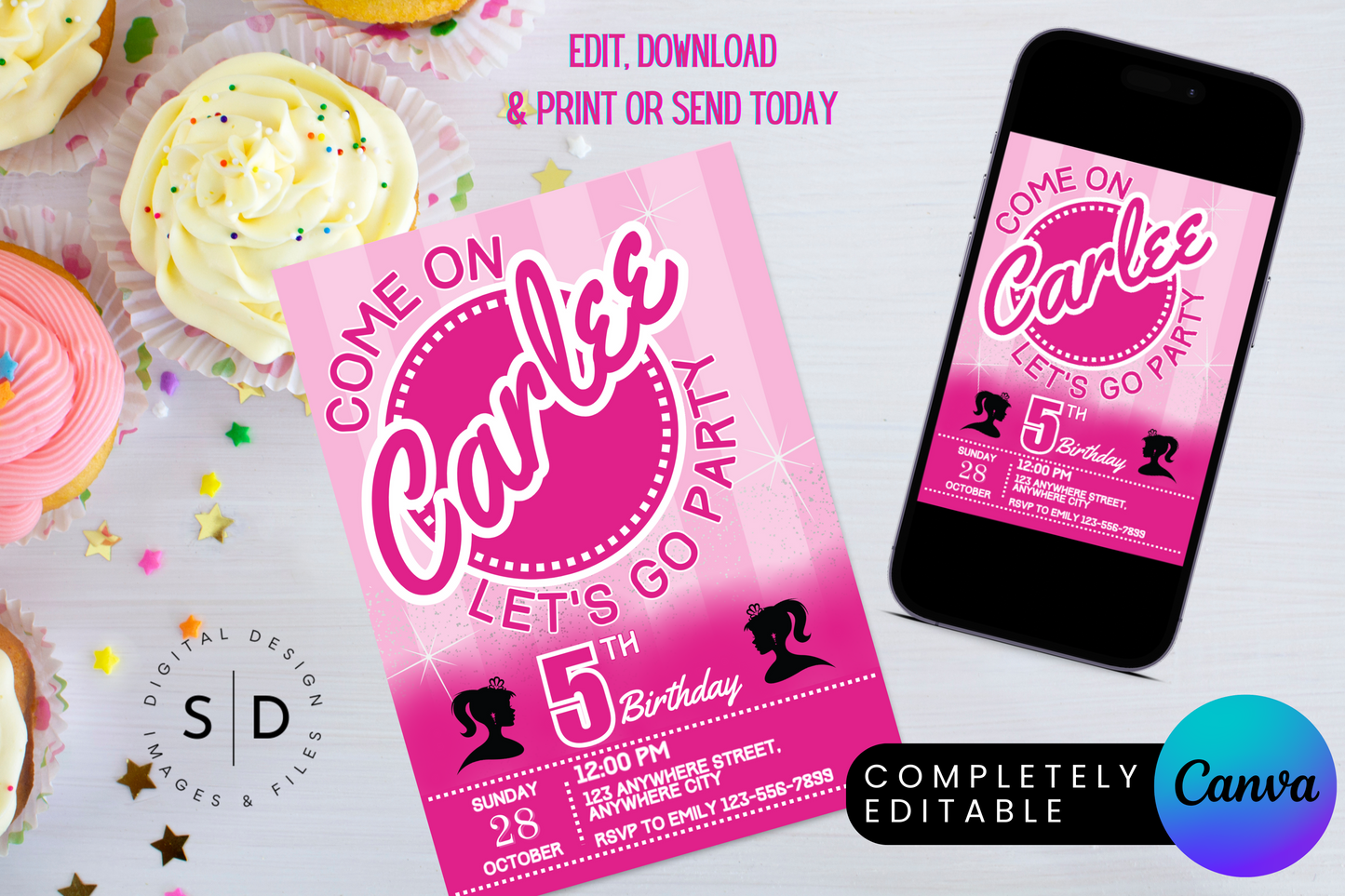 Come on Barbie Party Invitation